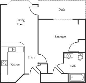 Architectural floor plan of a unit layout