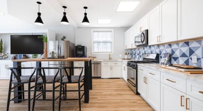 Bright kitchen space with modern appliances