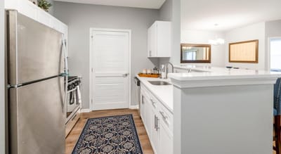 Modern kitchen interior with stainless steel appliances