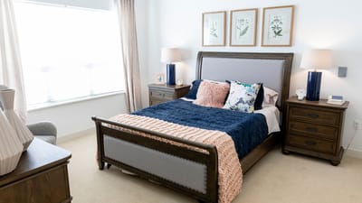 Cozy bedroom setup in an assisted living facility