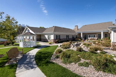 Beautiful outdoor space with gardens and a gazebo