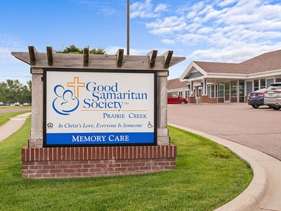 Facility signage with logo at the entrance
