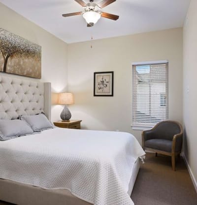 Cozy bedroom in a comfortable senior living space
