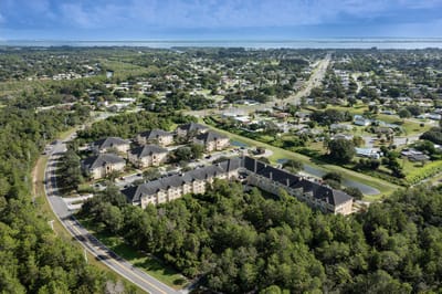 Aerial view of Glenbrooke at Palm Bay surrounded by greenery