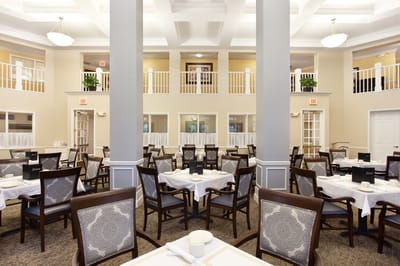 Dining room with tables set for meals