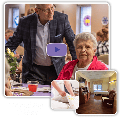 Residents and staff engaging in a social event