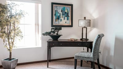 Cozy interior corner with a desk and decor