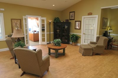 Cozy common area with seating and plants