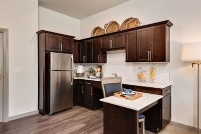 Modern kitchen interior in a senior living apartment