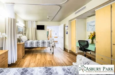 Well-lit private resident room with modern decor