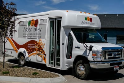 Facility transport van parked outside
