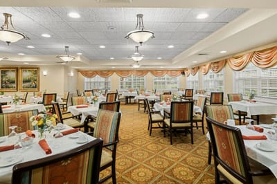 Bright dining room set for a meal