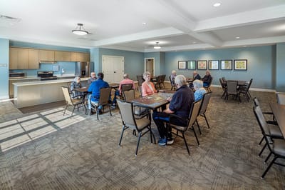 Residents participating in an activity in the common area