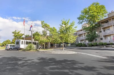 Exterior view of the assisted living facility with entrance