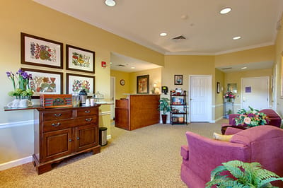 Interior view of a common area in a nursing home