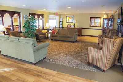 Cozy common area with seating and natural light