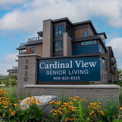 Exterior view of Cardinal View Senior Living building
