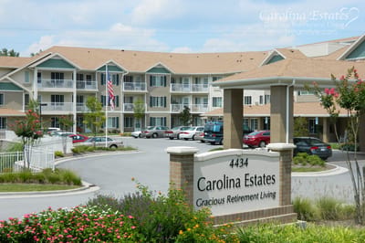 Exterior view of Carolina Estates with entrance sign