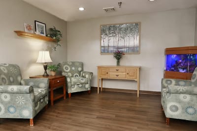 Comfortable lounge area with chairs and decor