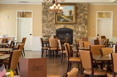 Interior dining area with tables and chairs
