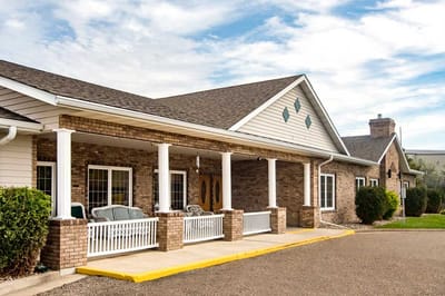Exterior view of a senior living facility entrance