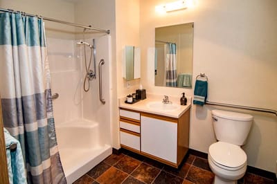 Clean bathroom in a senior living facility