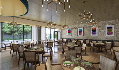 Modern dining room with elegant tables and decor