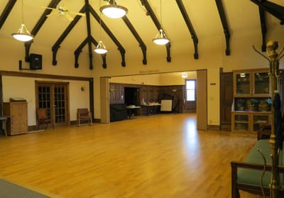 Interior view of a common area with wooden floor