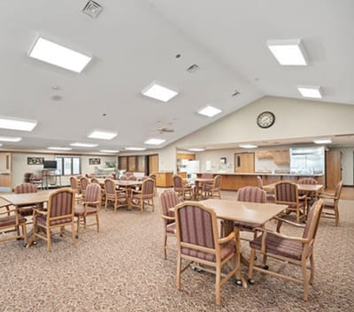 Common area with dining tables and chairs