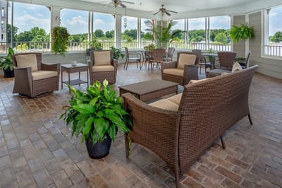 Inviting common area with comfortable seating and plants