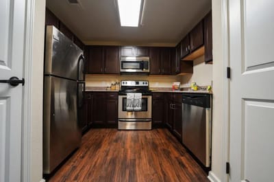 A modern kitchen area in a senior living facility