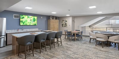 Common area in a senior living facility with seating