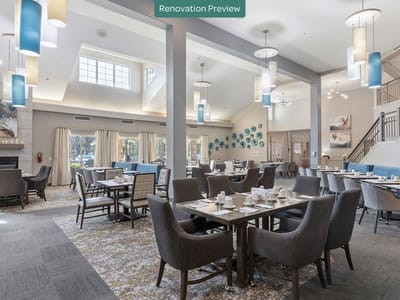 Bright dining area with modern furnishings