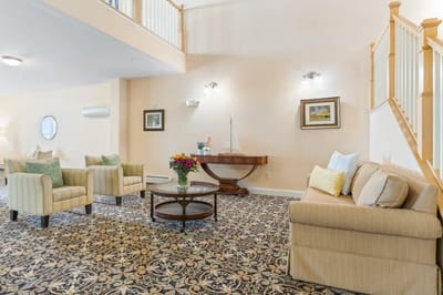 Bright common area with comfortable seating arrangements