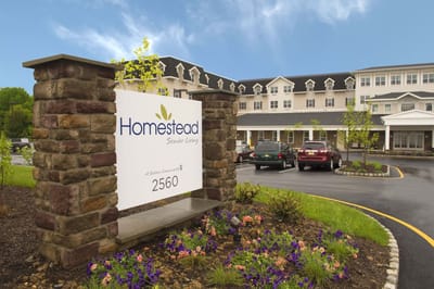 Exterior view of Homestead at Hamilton facility entrance