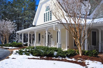 Exterior view of the facility with snow-covered landscape