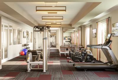 Interior view of a fitness area with equipment