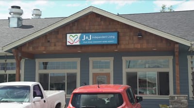 Building exterior with facility logo displayed