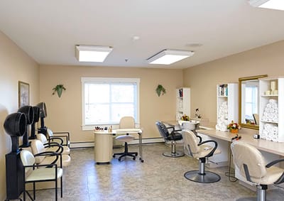 Interior view of a beauty salon area