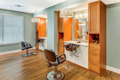 Interior view of a hair salon in the facility