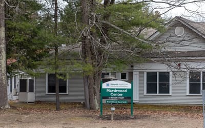 Exterior view of Marshwood Center building with signage