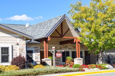 Exterior view of a senior living facility building