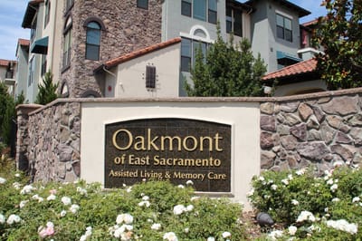 Exterior view of Oakmont of East Sacramento signage