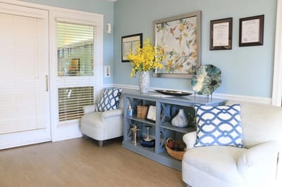 Cozy interior waiting area with comfortable chairs