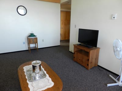 Cozy interior of a resident room with basic furnishings