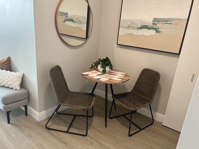 Cozy corner with chairs and a small table