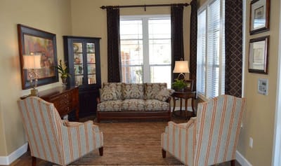 Cozy interior of a common area with seating