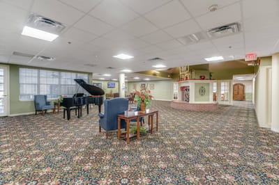 Common area featuring a piano and seating