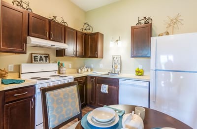 Modern kitchen in a senior living apartment