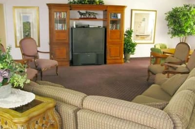 Cozy common area with seating and plants